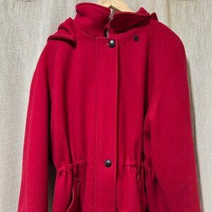 Mario De Pinto Red wool coat with removal hood